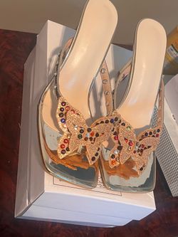 Bow Decor Square Toe Casual Women Heeled Sandals