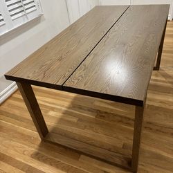 IKEA MÖRBYLÅNGA Dining Table – Oak Veneer, Brown Stained, 63”x33.5”– Good Condition