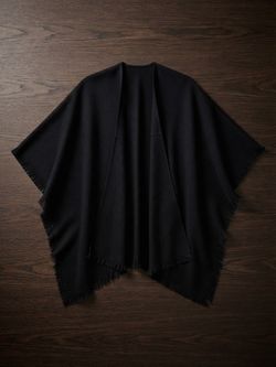 XL Black Open-Front Poncho/Shawl/Wrap