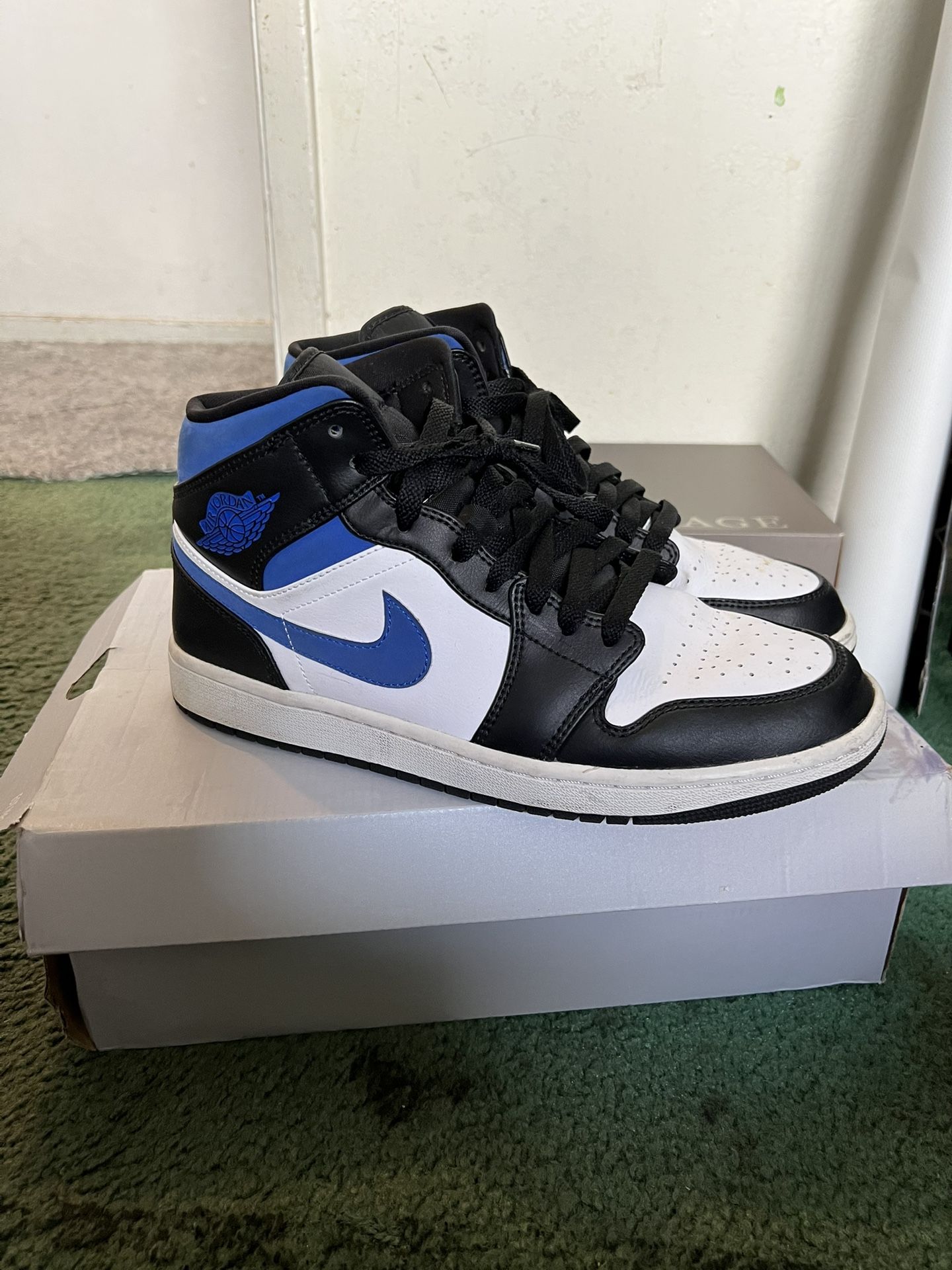 Jordan 1 Mid Black/White/Royal Blue - Size 10