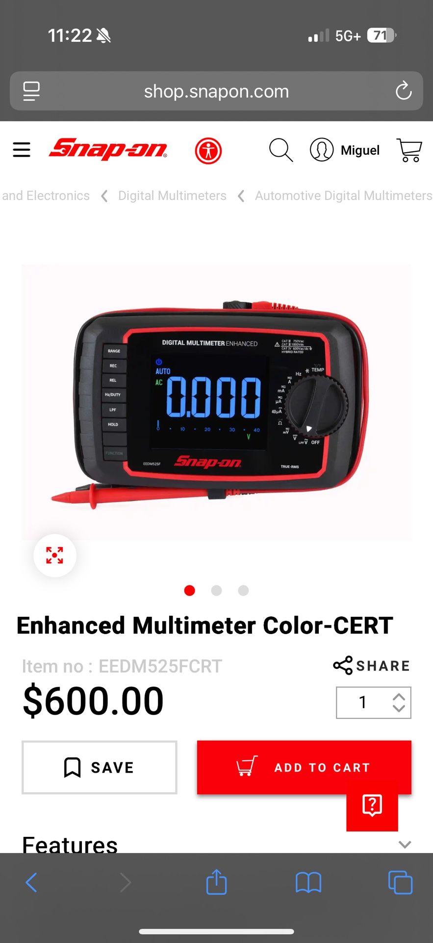Snap On Enhanced Multimeter TRMS-Color