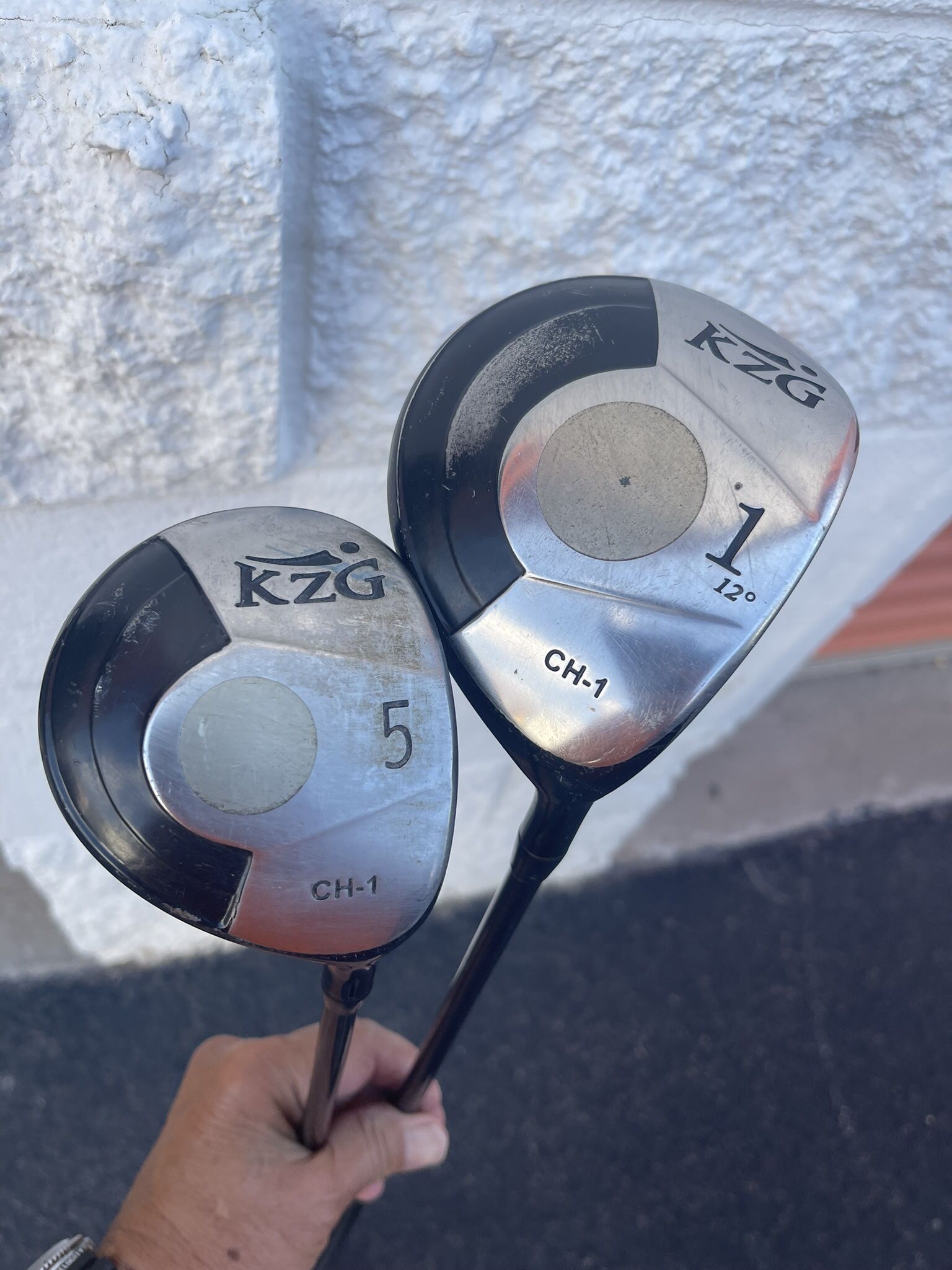 Two Golf clubs Woods 12 Degrees And 5 Wood KZG