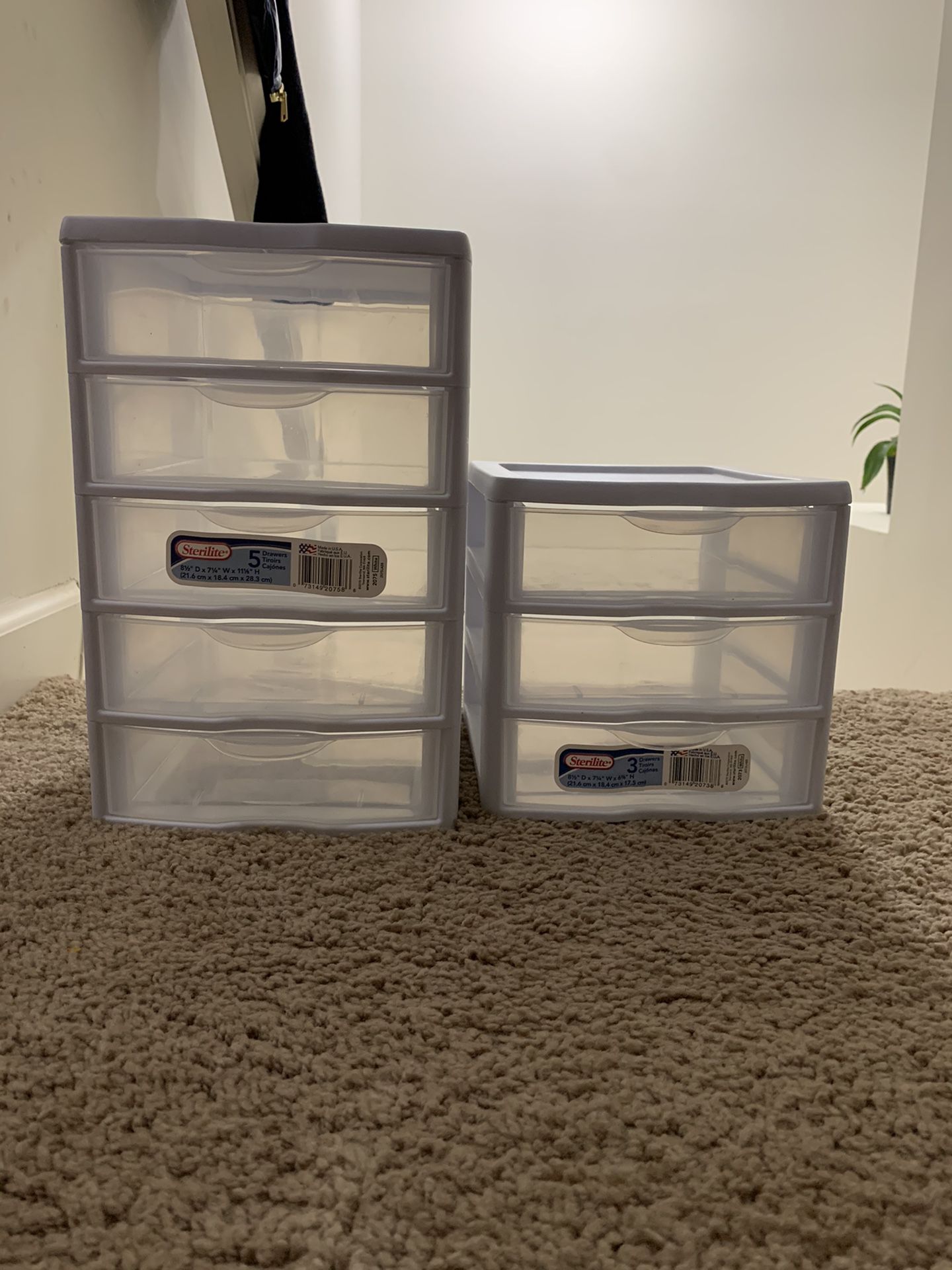 Sterilite 5 drawer and 3 drawer mini