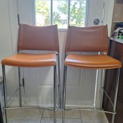 Crate & Barrel - Italian Leather - Counter Height Stools