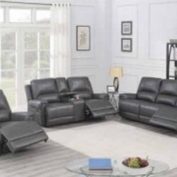 3 Pcs Recliner Sofa Gray