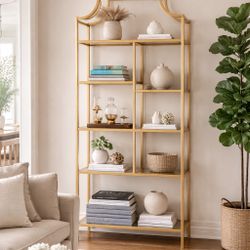 Gold Glass Bookshelf / Display Shelf – Modern Luxury (New)