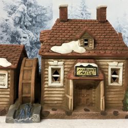 Vintage 1989 Colonial America Collection Porcelain Illuminated Water Mill