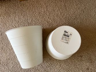 Used Two IKEA FNISS Wastebaskets - Clean White Trash Cans
