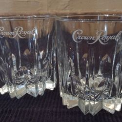 2 CROWN ROYAL 3.5" LOW BALL VINTAGE LIQUOR GLASSES 