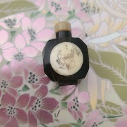 Vintage Asian Snuff Bottle Ivory And Wood AVAILABLE 