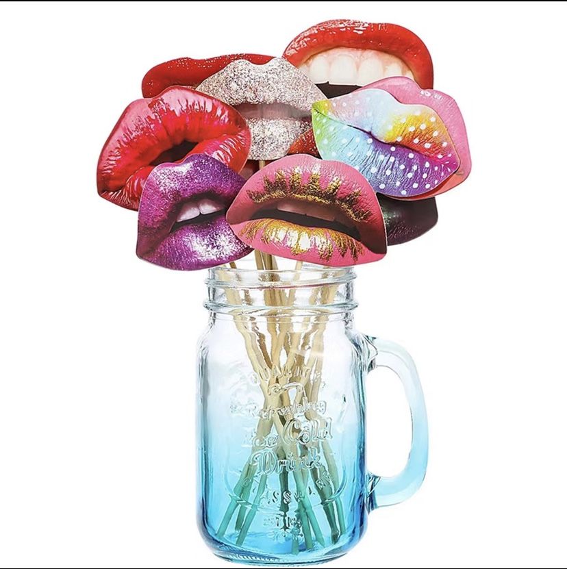 20pcs Colorful Mouth Shape Photo Props, Wedding Birthday Party Decorations