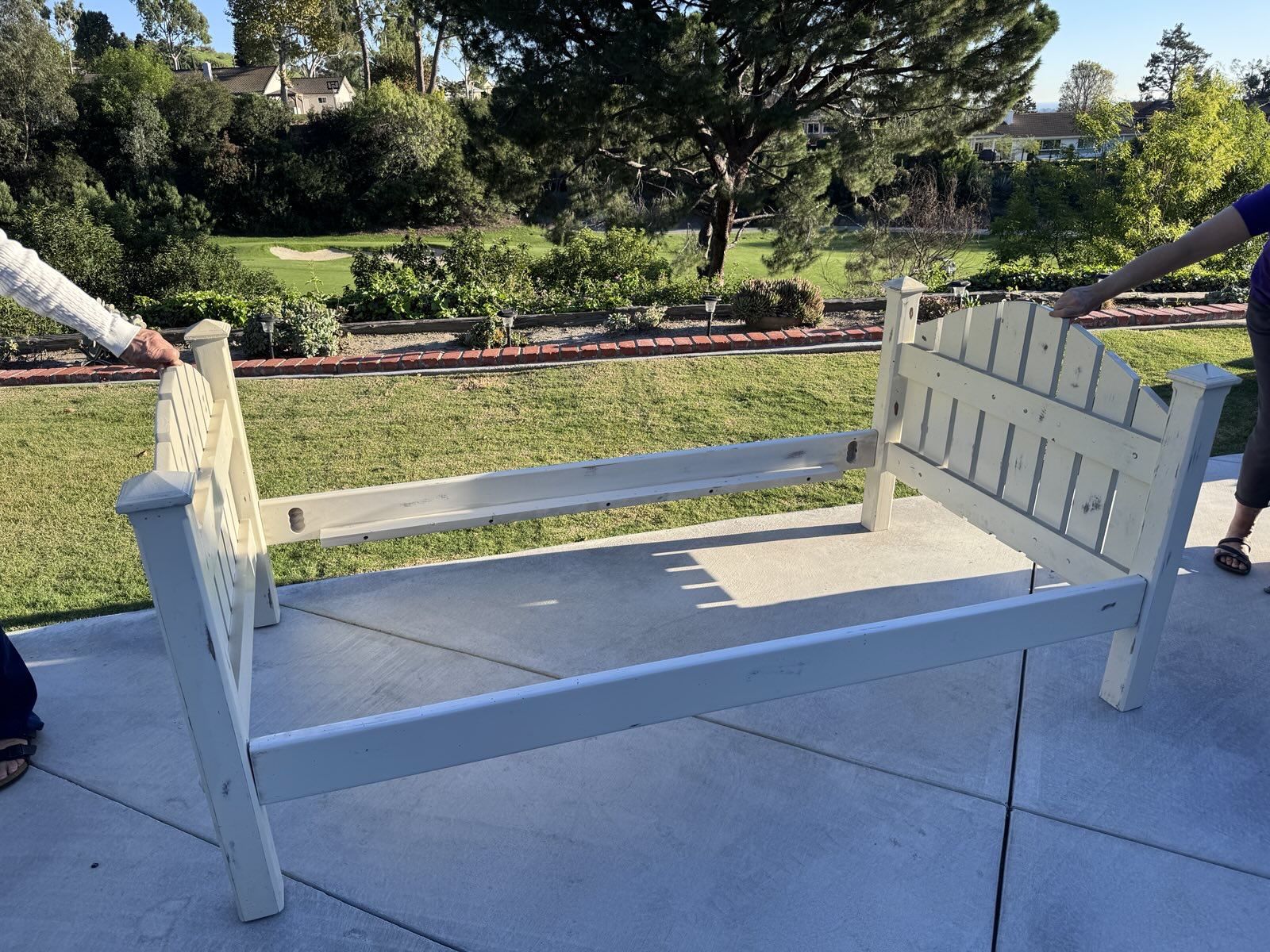 Solid Wood Distressed Picket Fence Style Twin Bed Frame