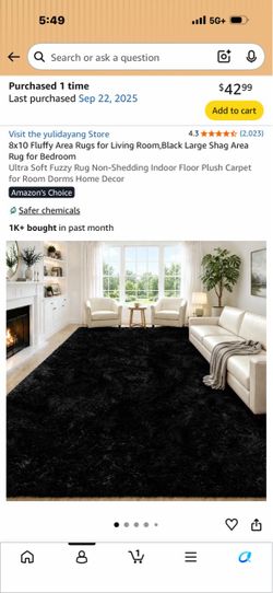 8x10 Fluffy Area Rugs for Living Room,Black Large Shag Area Rug for Bedroom