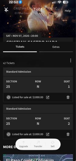 Christian Castro 2 tickets close to stage