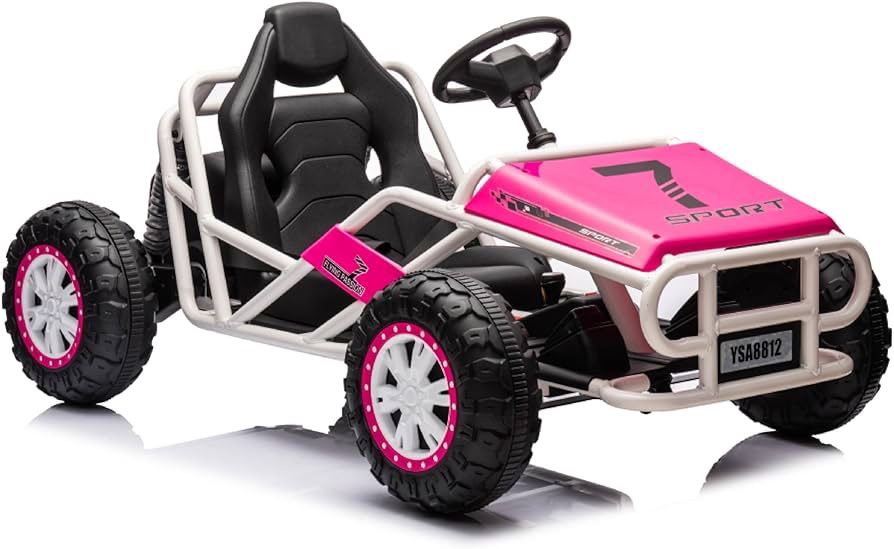 24V Ultimate Go-Kart, Ride On Toy for Big Kids Ages 6+, 2x200W Powerful Motor, 6MPH Outdoor/Off Road/Dirt Road Electric Car, Wide Seat, Metal Fra