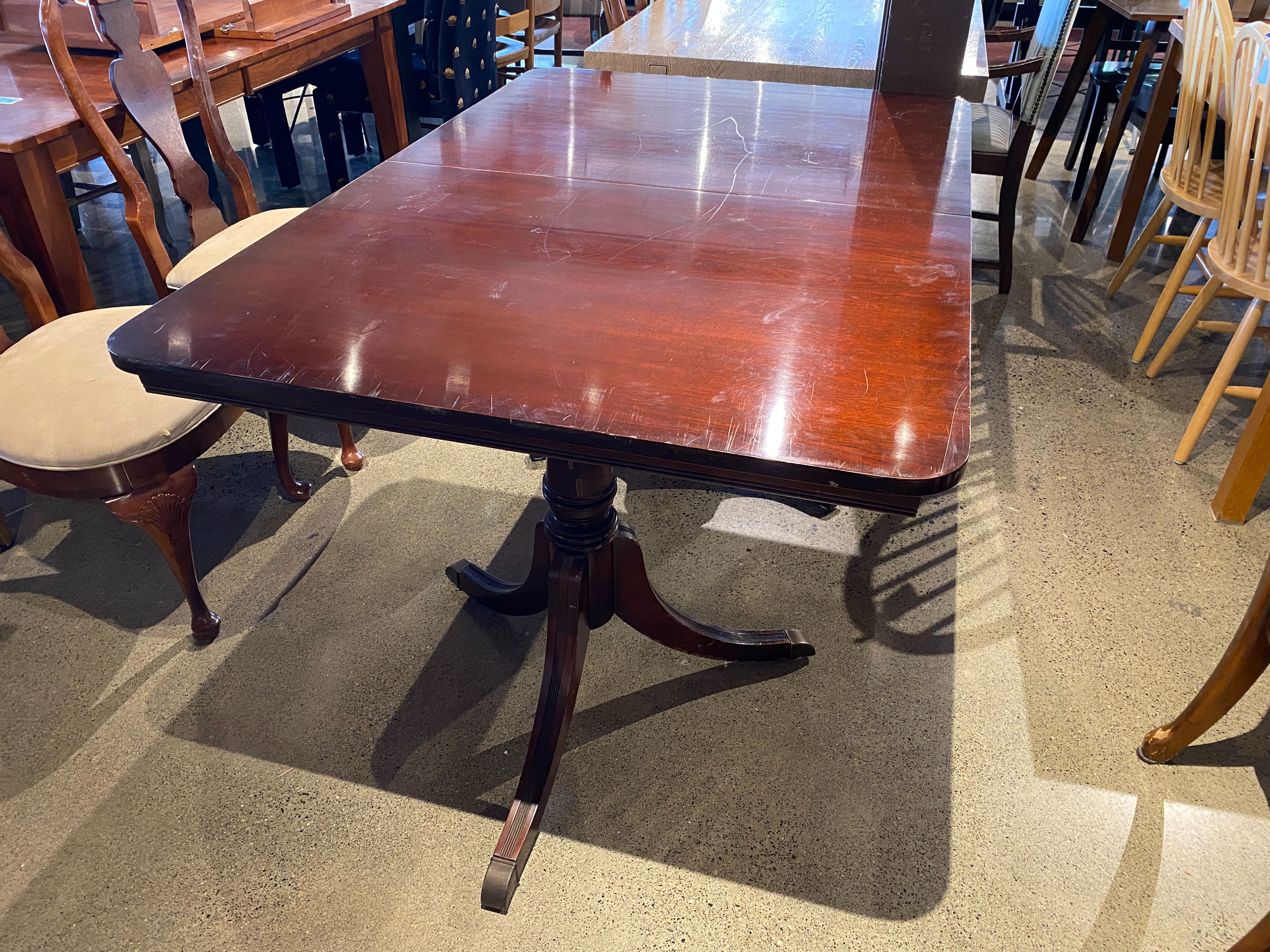 Mahogany Colored Double Pedestal Dining Table