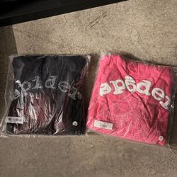 Black Or Pink Sp5der Rhinestone Hoodie 