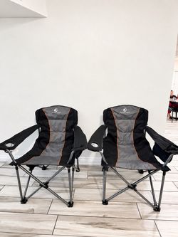 XL Camp Folding Camping Chairs – Set of 2- New