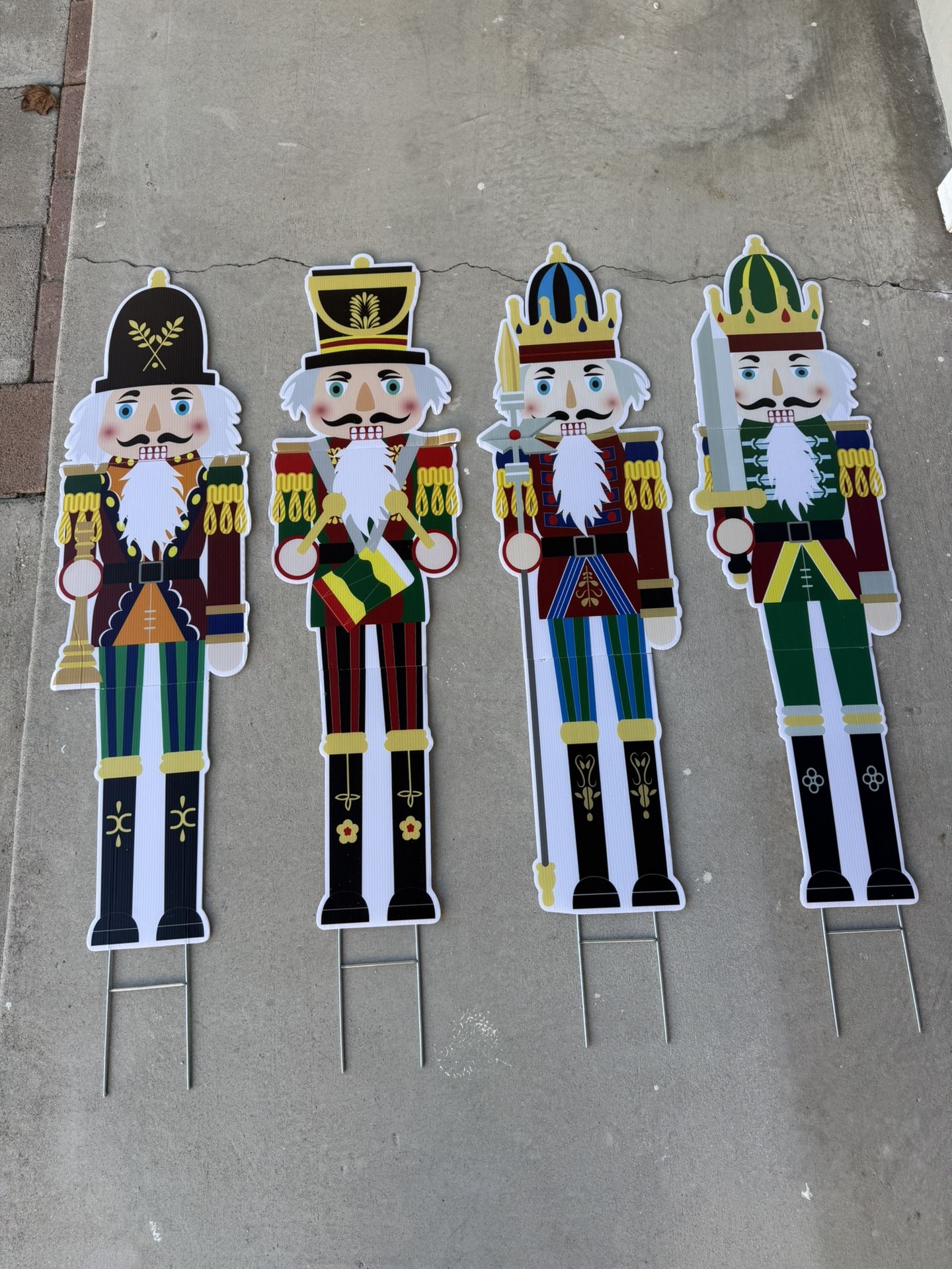 ► 45 in Nutcracker Yardstake or Standing or Wall Decor Board Yard Stake w/ Metal Stand, Christmas Xmas Gift