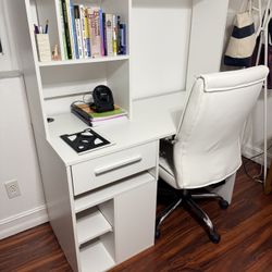 Desk with Swivel Chair WHITE 