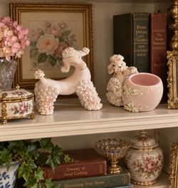Vintage Lefton Pink Spaghetti Poodle figurines