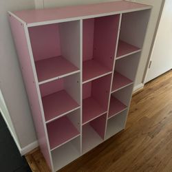 Pink Kids Storage Shelf / Bookcase Organizer
