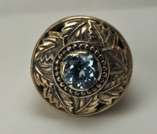 Vintage 925 Silver Ring with Blue Topaz Gemstone