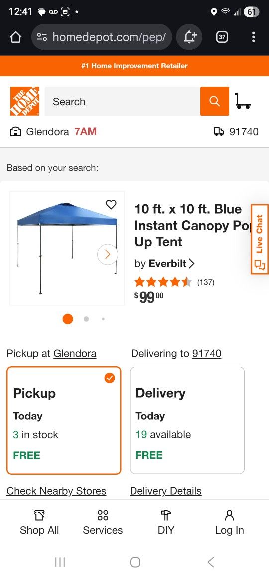 Everbuilt 10x10 Canopy- New