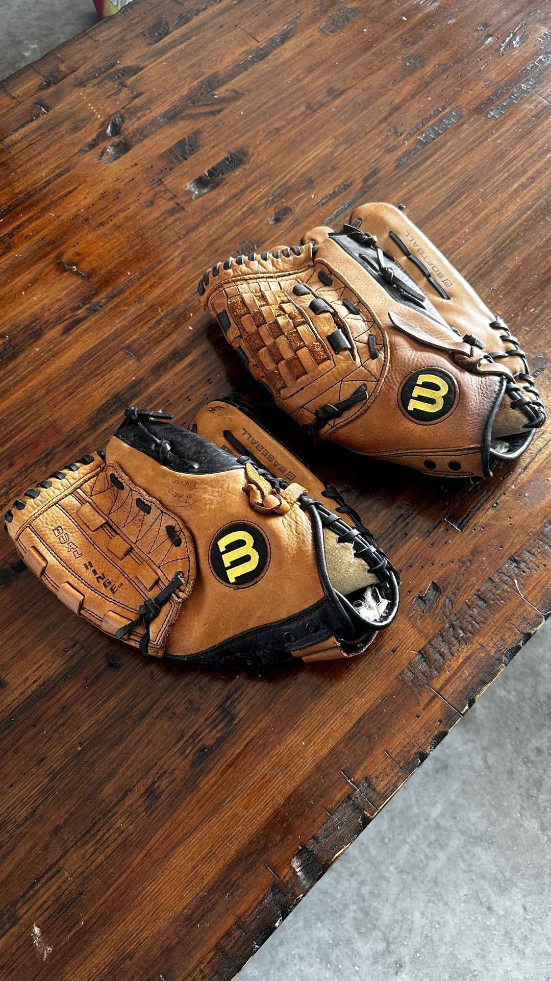Wilson Softball Glove XXL + Baseball Glove β Durable Leather