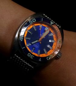 Ocean Crawler Core Diver Blue/Orange 44mm Swiss Automatic 600m Men's Watch