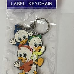 Label Keychain: Huey, Dewey And Louie Donald Duck‘S Nephews, Soft Rubber  1990S