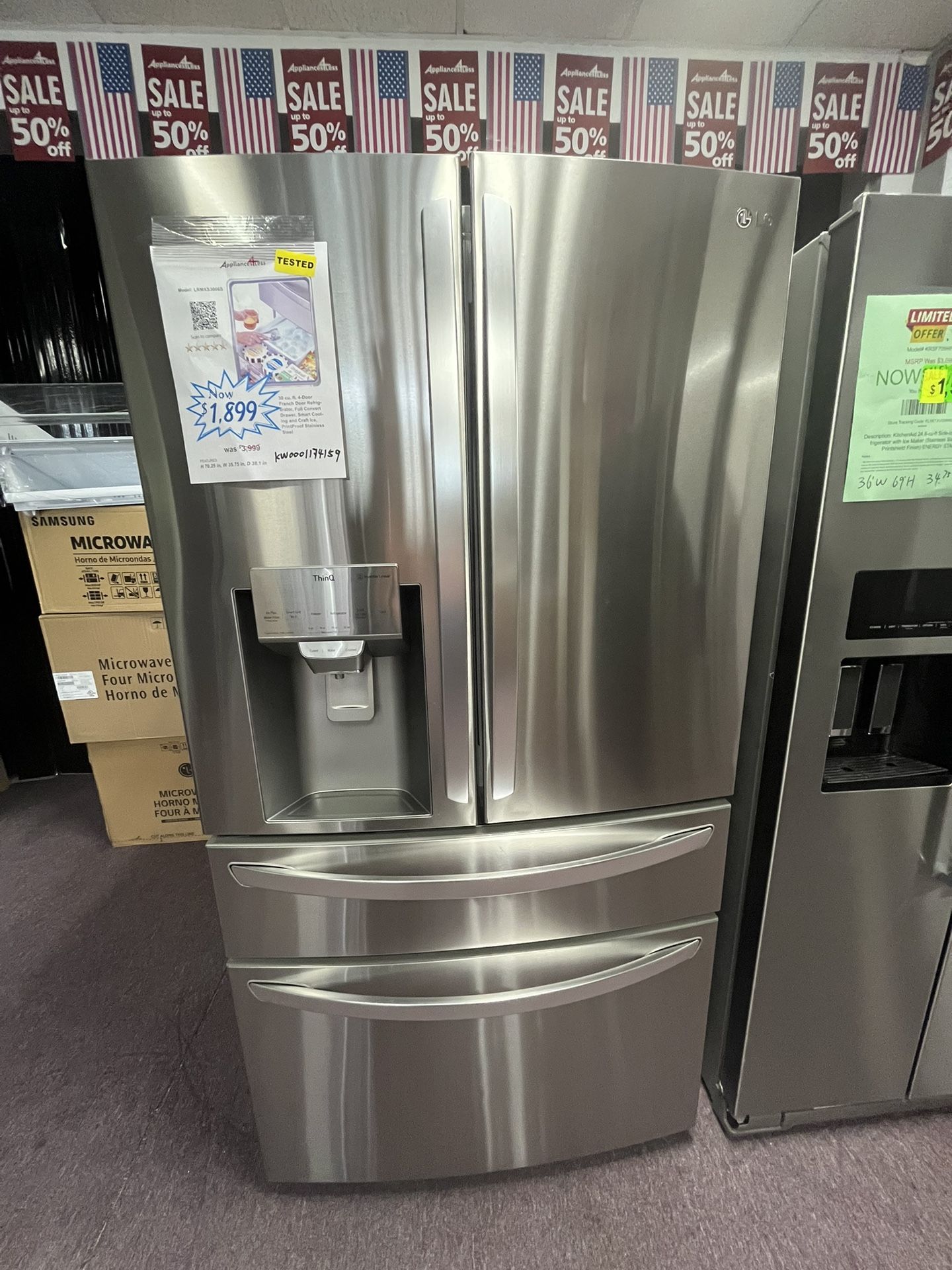Refrigerator 4 Doors Stainless Steel New Scratch And Dents Open Box