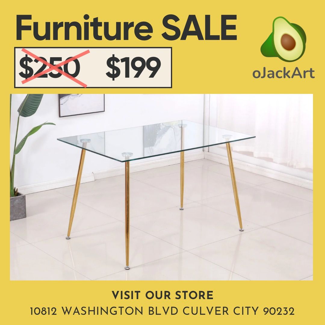 Glass Rectangle Dining Table 47”