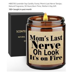 Brand new Lavender Soy Candle, Funny 'Mom's Last Nerve' Design, Natural Fragrance, 50 Hours Burn Time, Mother's Day Gift  Whitestone/Flushing, Queens 
