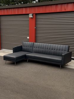 🛋️ Modern Black Sectional Sofa - Couch