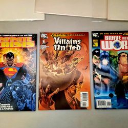 (3)DC infinite Crisis Comics(infinite Crisis #1, Villains United #1, Brave New World)NM