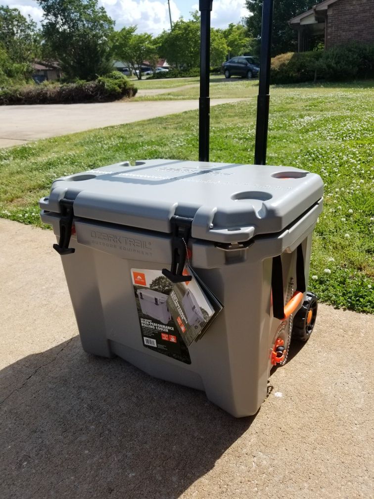Ozark trail cooler with wheels.