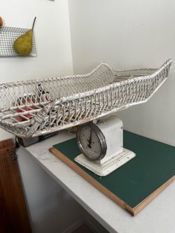 Antique Baby Scale with Wicker Basket
