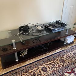 Entertainment Center Glass Wood Shelves 