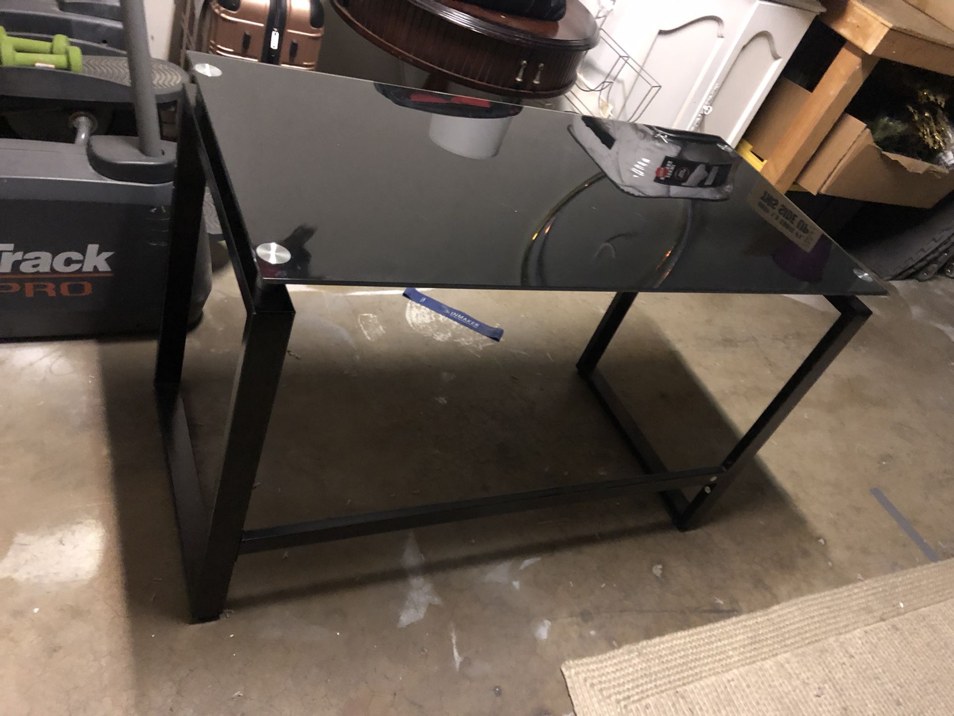 Black Glass Metal Desk