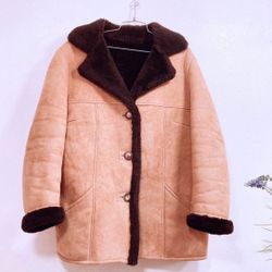 Vintage Western Golden Fleece Of Nevada Men's Lambs Wool & Fur Winter Wear Men’s Jacket Coat