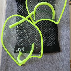 TYR Swim Training Paddles And FINIS Ankle Pulling Ankle Strap Band