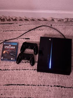 PS4 with 2 Controllers and Spiderman Miles Morales PS4