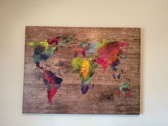 Colorful World Map Wood Wall Art