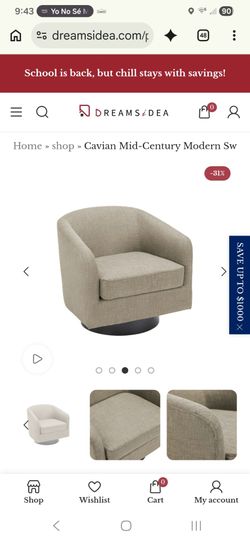 Mid-Century Modern Swivel Barrel Chair, Light Brown color