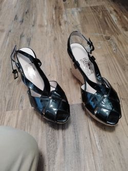 Salvatore Ferragamo Patent Leather Wedge Sandals
