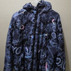 Men's Graffiti Print Hooded down Jacket