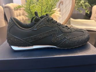 Black Crystal Embellished Low-Top Sneakers