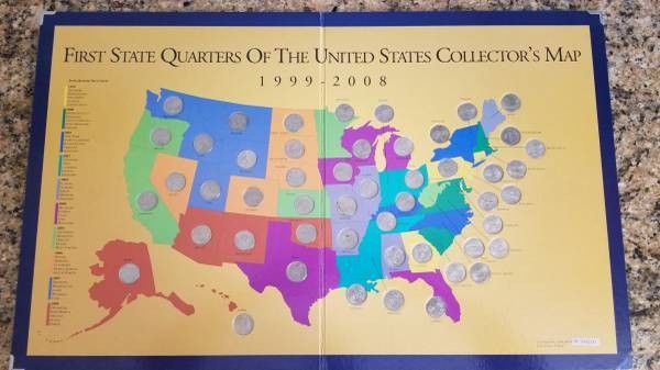 First State Quarters Of United States Collectors Map 50 Quarters 