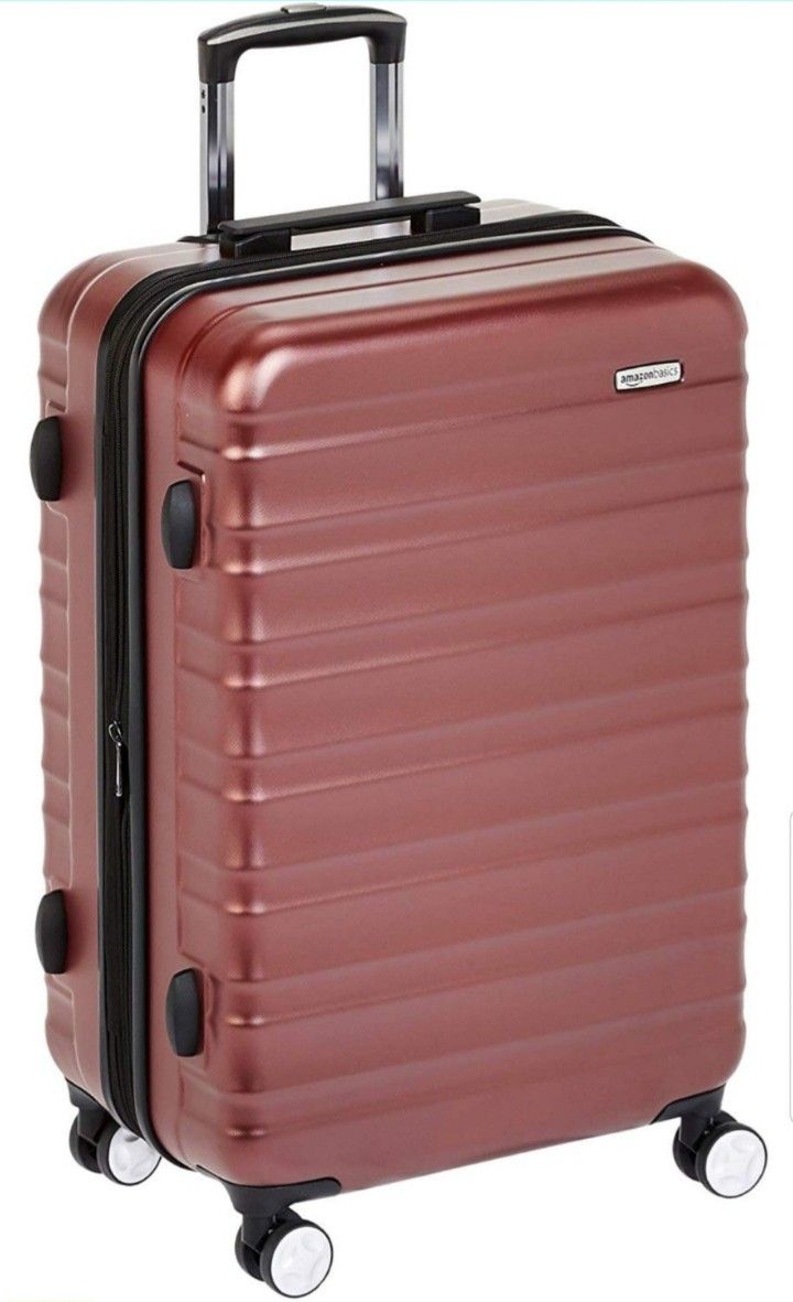 AmazonBasics Premium Hardside Spinner Luggage with Built-In TSA Lock - Red